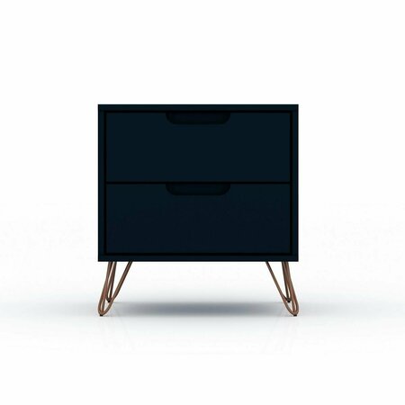 DESIGNED TO FURNISH Rockefeller 2.0 Nightstand with 2-Drawer in Tatiana Midnight Blue, 21.65 x 20.08 x 17.62 in. DE2616283